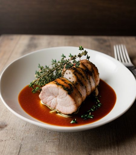Seafood Stuffed Pork Tenderloin With Shrimp Sauce recipe image