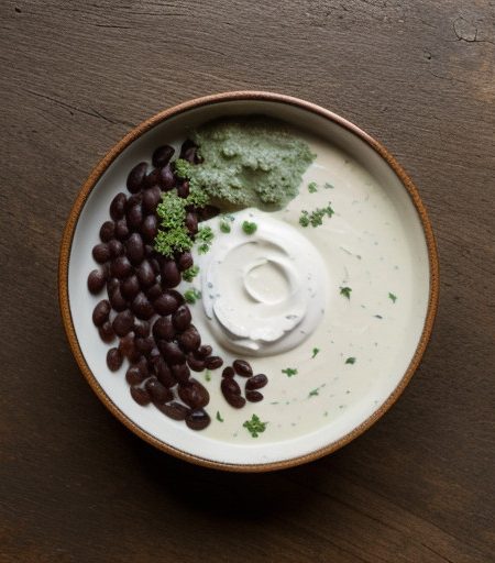 Seafood With Black Beans and Yogurt-Cilantro Sauce recipe image