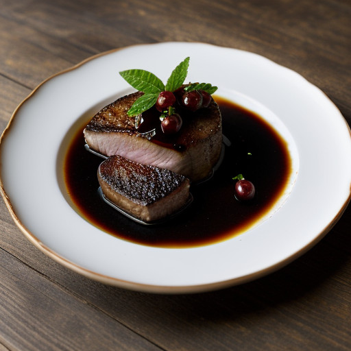Seared Duck Breast With Pear and Balsamic Compote With Sh recipe image