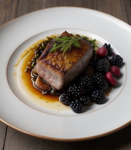 Seared Pork Lion With Caramelized Onions & Blackberries recipe image