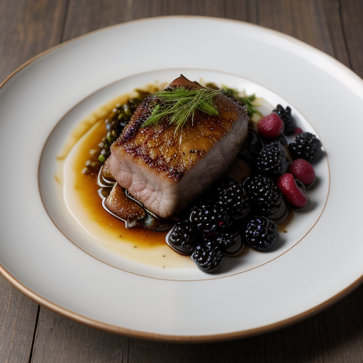 Seared Pork Lion With Caramelized Onions & Blackberries recipe image