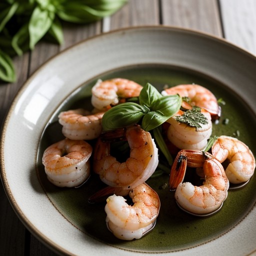 Seared Shrimp With Basil Oil recipe image