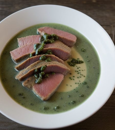 Seared Tuna Steaks W/ Green Peppercorn Sauce recipe image