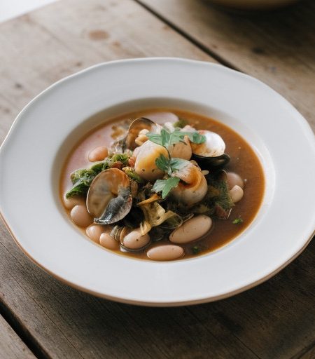 Shellfish Stew With White Beans and Cabbage - Bon Appetit recipe image
