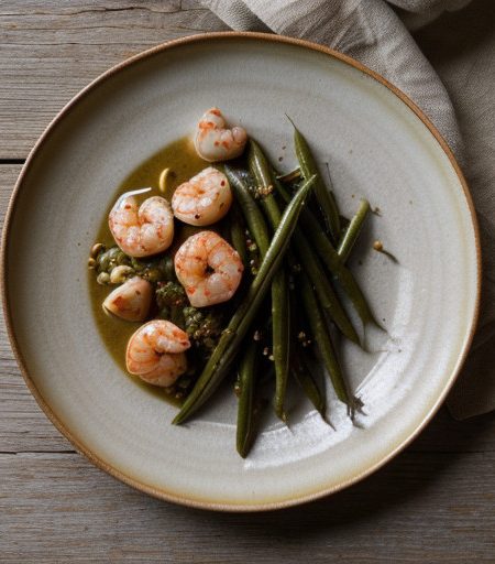Shells With Shrimp & Green Beans in Garlic recipe image