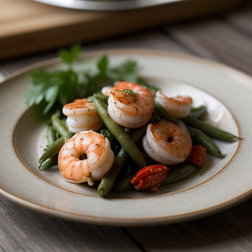 Shells With Shrimp and Green Beans in Garlic Oil recipe image