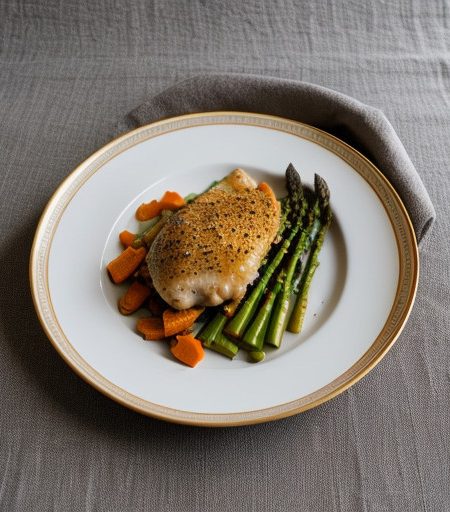 Sherried Chicken With Asparagus~ Carrots~ And recipe image