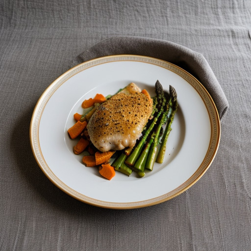Sherried Chicken With Asparagus~ Carrots~ And recipe image