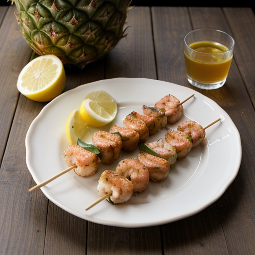 Shrimp, Chicken, and Pinapple Kebabs recipe image