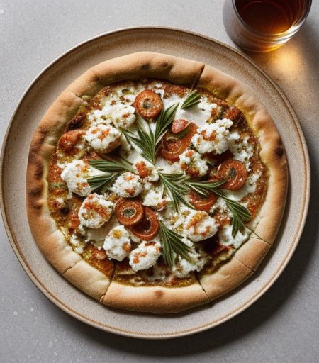 Shrimp & Feta Greek Style Pizza recipe image