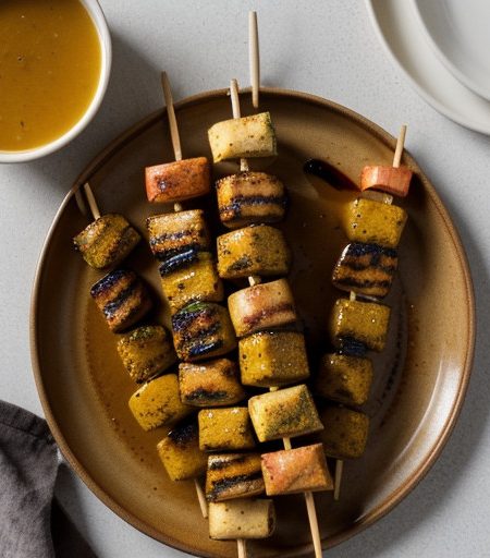 Shrimp Kebabs With Honey-Mustard Glaze - Bon Appetit recipe image