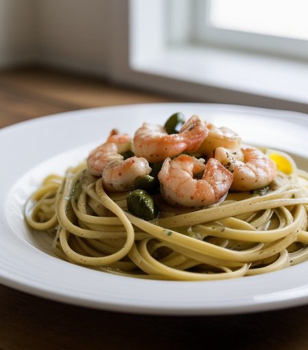Shrimp Scampi Over Linguini recipe image