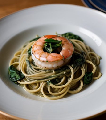 Shrimp Scampi With Spinach Noodles recipe image