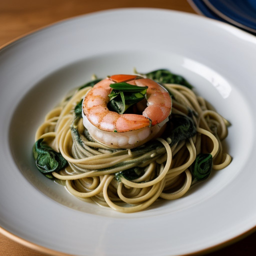 Shrimp Scampi With Spinach Noodles recipe image
