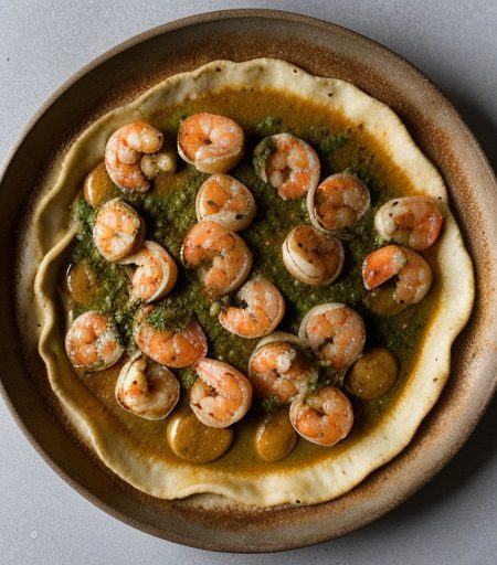 Shrimp Spiedini With Pesto, New Potatoes and a Chickpea A recipe image