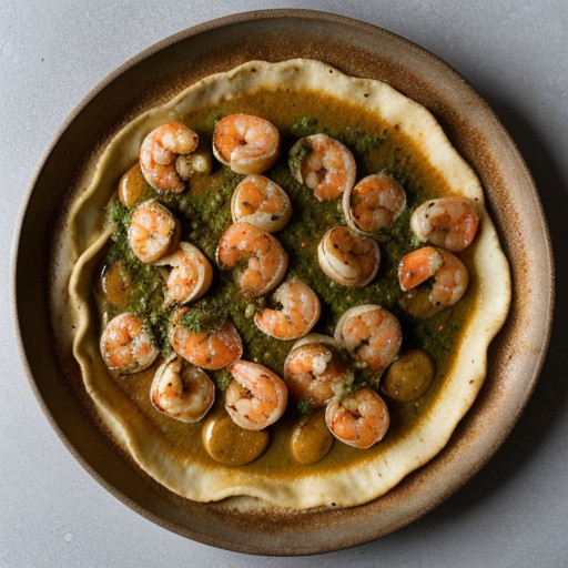 Shrimp Spiedini With Pesto, New Potatoes and a Chickpea A recipe image