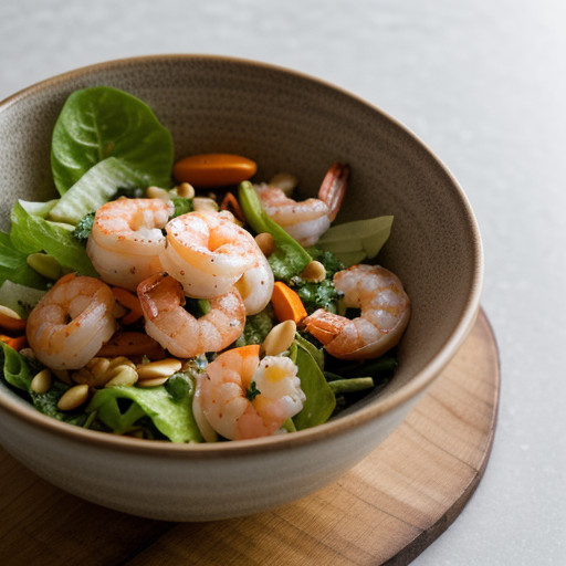 Shrimp & Vegetable Salad With Pine Nut Dres recipe image