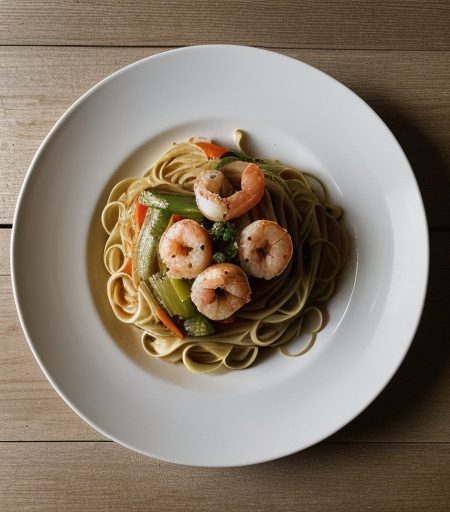 Shrimp & Vegetables With Linguine recipe image