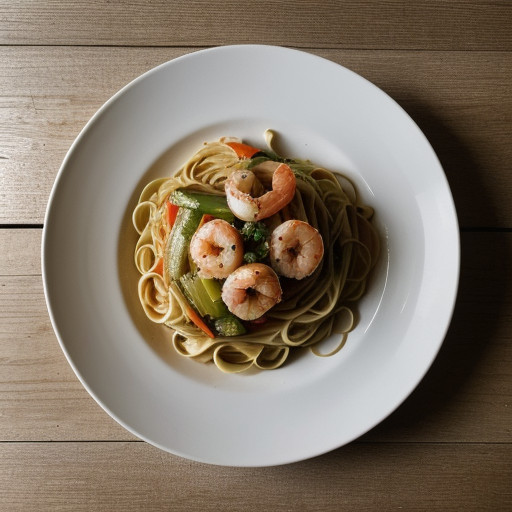 Shrimp & Vegetables With Linguine recipe image