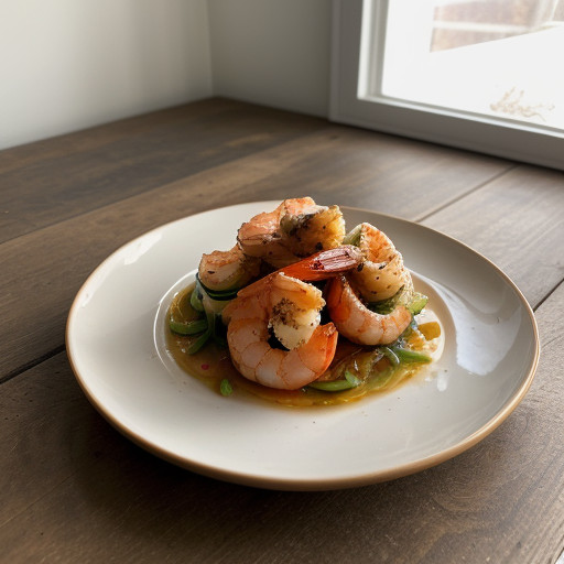 Shrimp With Sweet Red Pepper & Cucumber recipe image