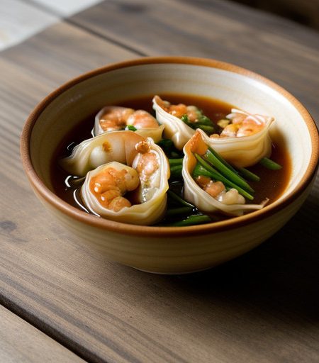 Shrimp Won Ton With Hot and Sour Sauce recipe image
