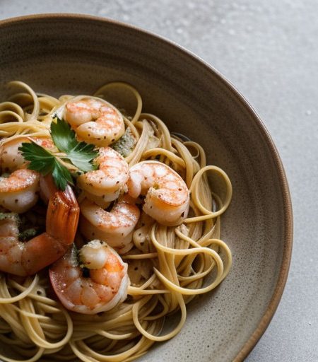 Shrimp in Champagne Sauce With Pasta recipe image
