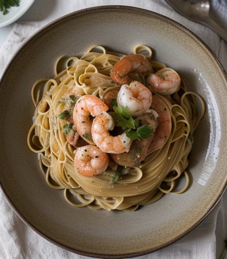 Shrimp in Champagne Sauce With Pasta recipe image