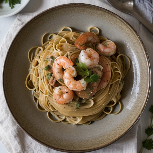 Shrimp in Champagne Sauce With Pasta recipe image