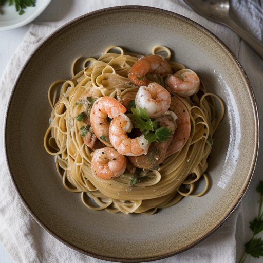 Shrimp in Champagne Sauce With Pasta recipe image