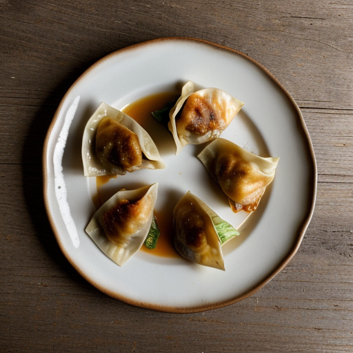 Shrimp&shiitake Potstickers W/Chili Oil & Warm Cabbage Sa recipe image