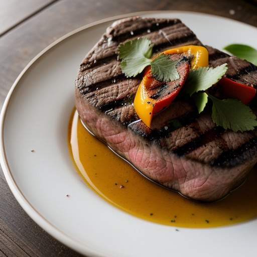 Sirloin Steak With Grilled Bell Peppers recipe image