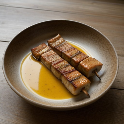 Skewered Fish With Honey-Mustard Sauce recipe image