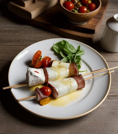 Skewered Mozzarella With Canadian Bacon recipe image