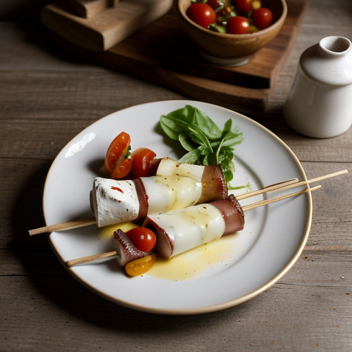 Skewered Mozzarella With Canadian Bacon recipe image
