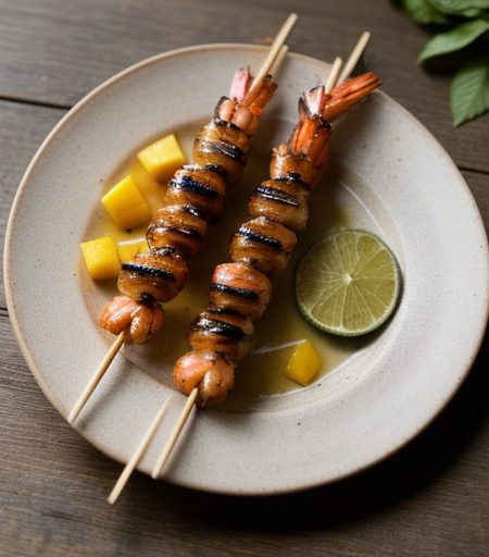 Skewered Shrimp on Sugar Cane With Mango Lime recipe image
