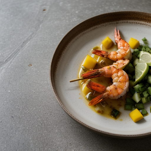 Skewered Shrimp on Sugar Cane With Mango Lime Salsa recipe image