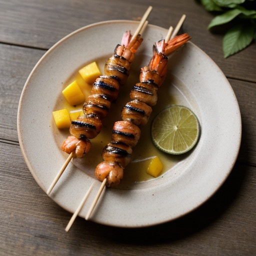 Skewered Shrimp on Sugar Cane With Mango Lime recipe image