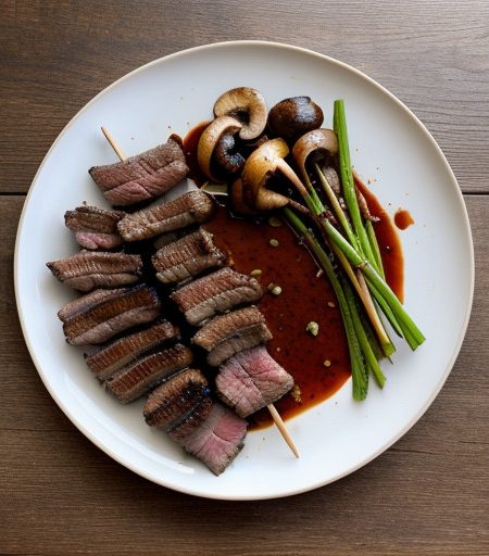 Skewered Steak & Mushrooms With Asian Flavors recipe image