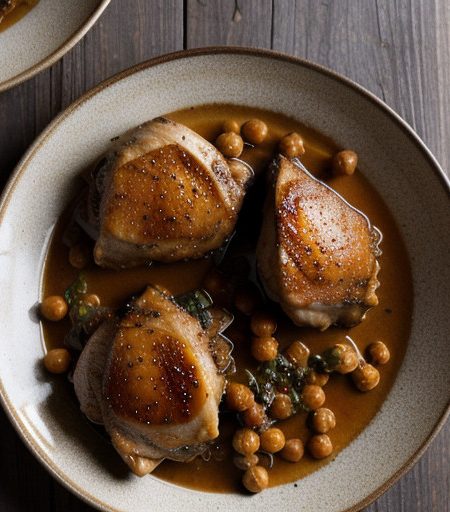 Skillet-Braised Chicken Thighs With Chickpeas recipe image