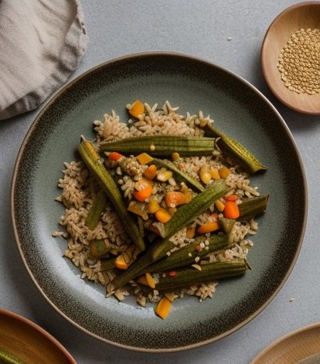 Skillet Okra and Rice recipe image