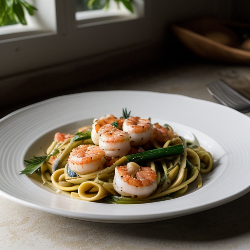 Skillet Pasta With Shrimp Scallops & Vegetabl recipe image
