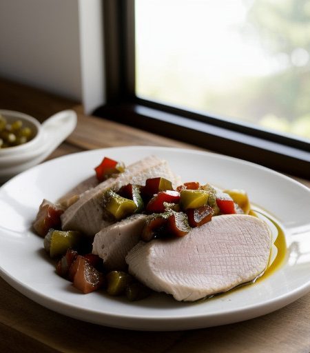 Sliced Chicken Breast on Caponata recipe image