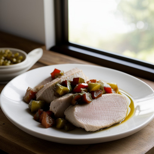 Sliced Chicken Breast on Caponata recipe image