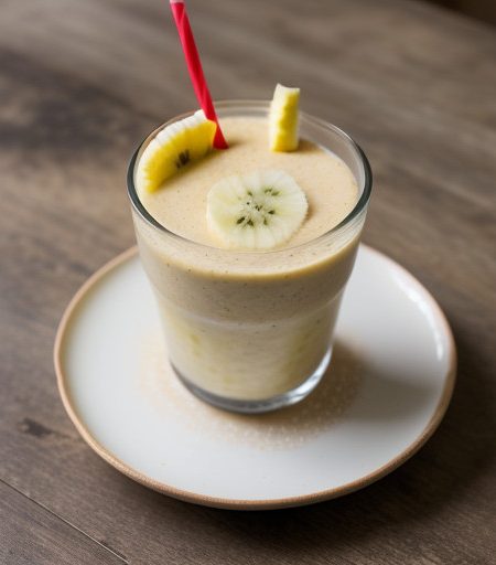 Sliced Kiwi and Banana With Strawberry Puree recipe image