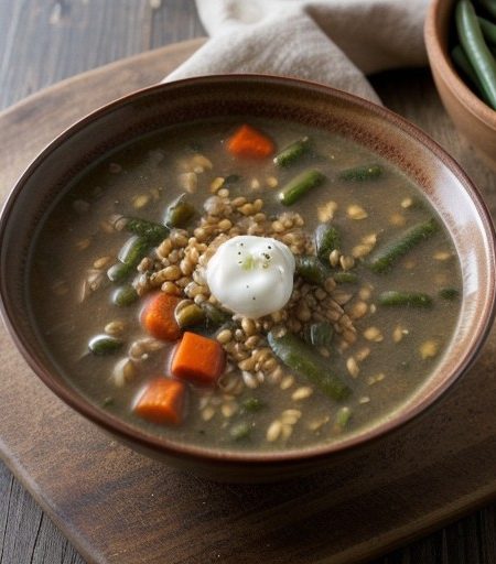 Slow Cooker Fresh Vegetable-Beef Barley Soup (4 PTS recipe image