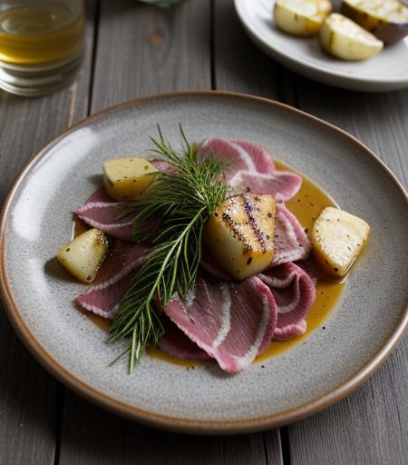 Smoked Carpaccio With Grilled Potato~ Asparag recipe image