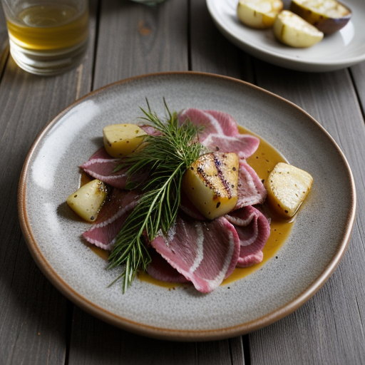 Smoked Carpaccio With Grilled Potato~ Asparag recipe image