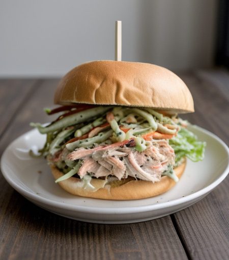 Smoked Chicken Sandwich W/Pepper Slaw recipe image