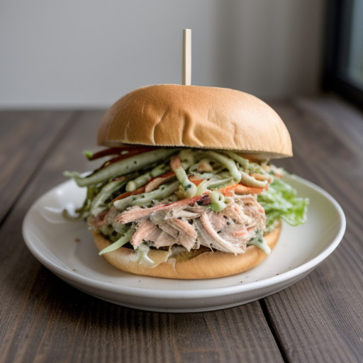 Smoked Chicken Sandwich W/Pepper Slaw recipe image