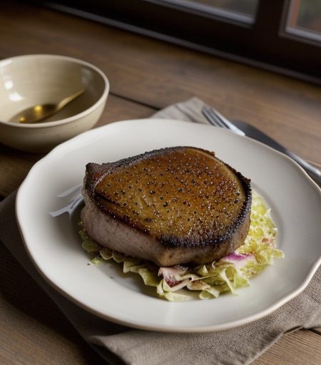 Smoked Pork Chops With Cabbage recipe image